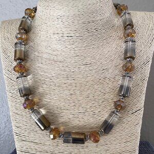 Silver and gold beaded necklace (18")